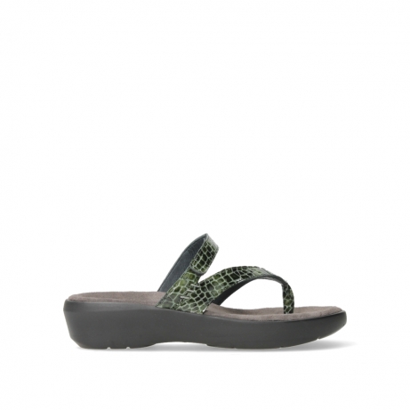 wolky slippers 00200 bassa 67700 green crocolook patent leather